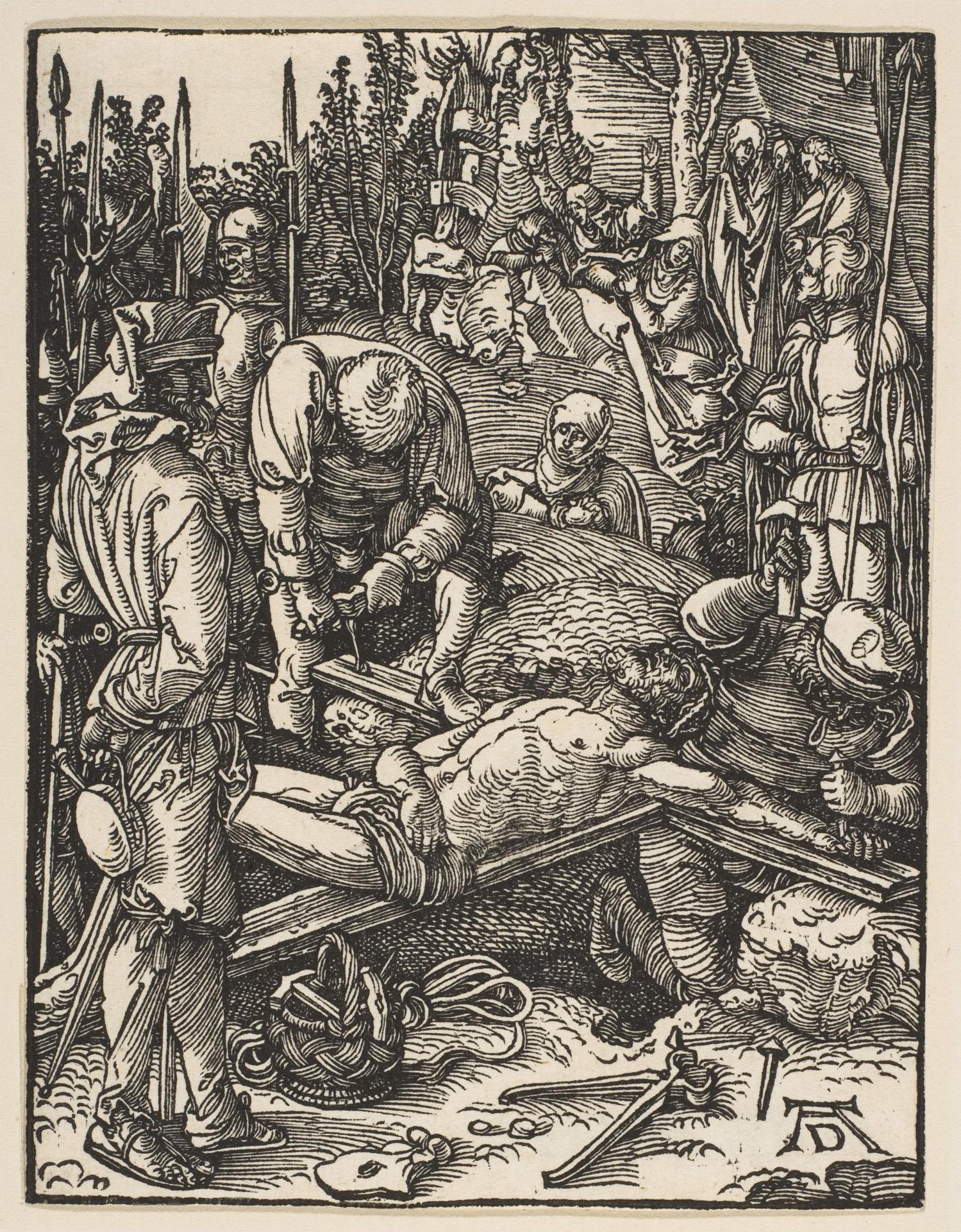 Albrecht Dürer — Christus wird ans Kreuz genagelt, aus der 'Kleinen Passion'