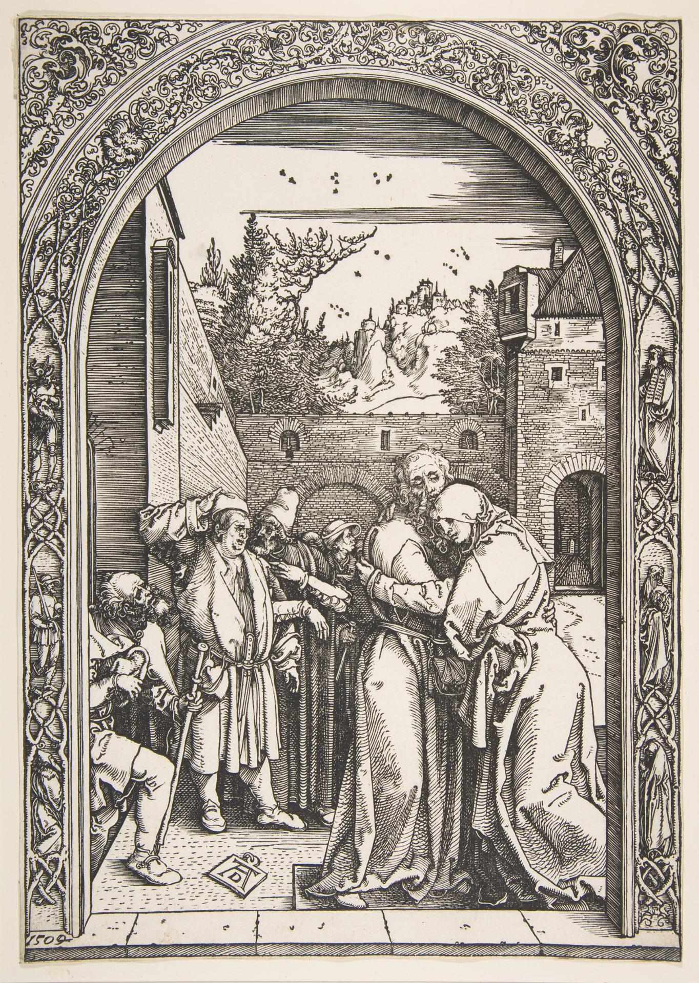 Albrecht Dürer — Joachim und Anna an der Goldenen Pforte, aus der Serie 'Das Leben der Maria'