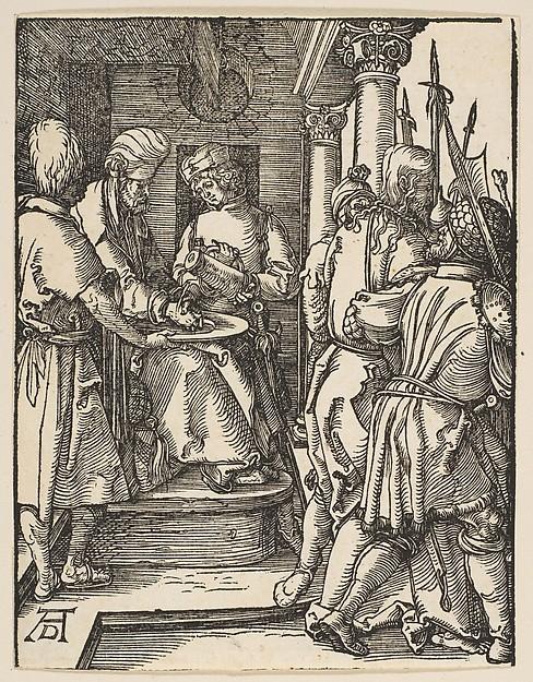 Albrecht Dürer — Pilatus wäscht seine Hände, aus der Kleinen Passion