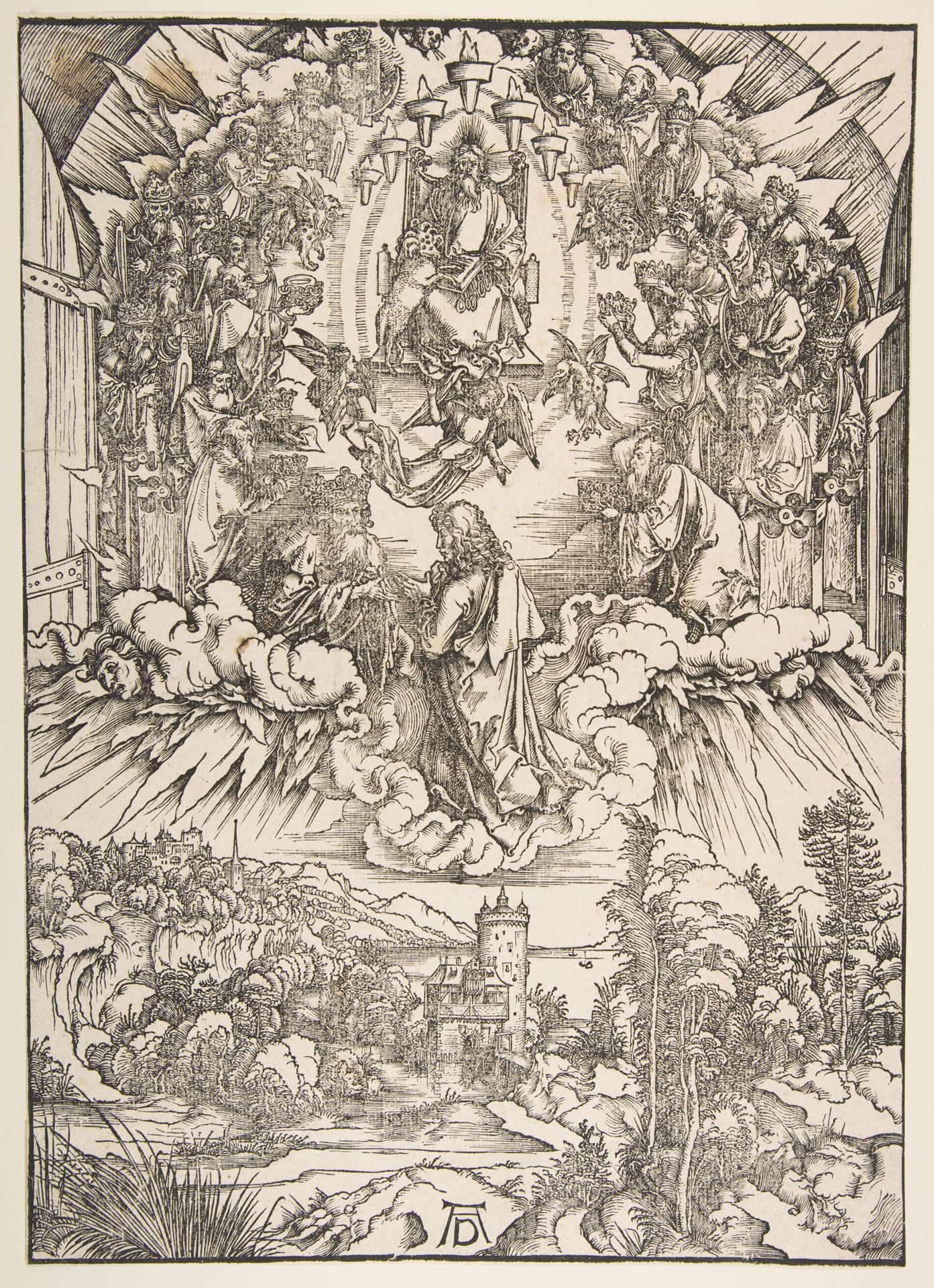 Albrecht Dürer — Der heilige Johannes vor Gott und den Ältesten, aus 'Die Apokalypse'