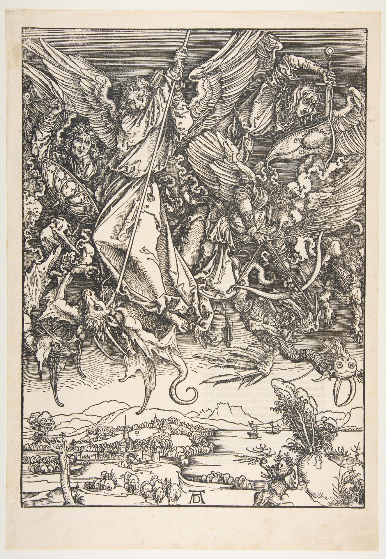 Albrecht Dürer — Der heilige Michael kämpft gegen den Drachen, aus der „Apokalypse“
