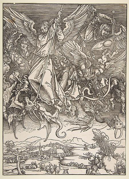Albrecht Dürer — Der heilige Michael kämpft gegen den Drachen, aus der Apokalypse