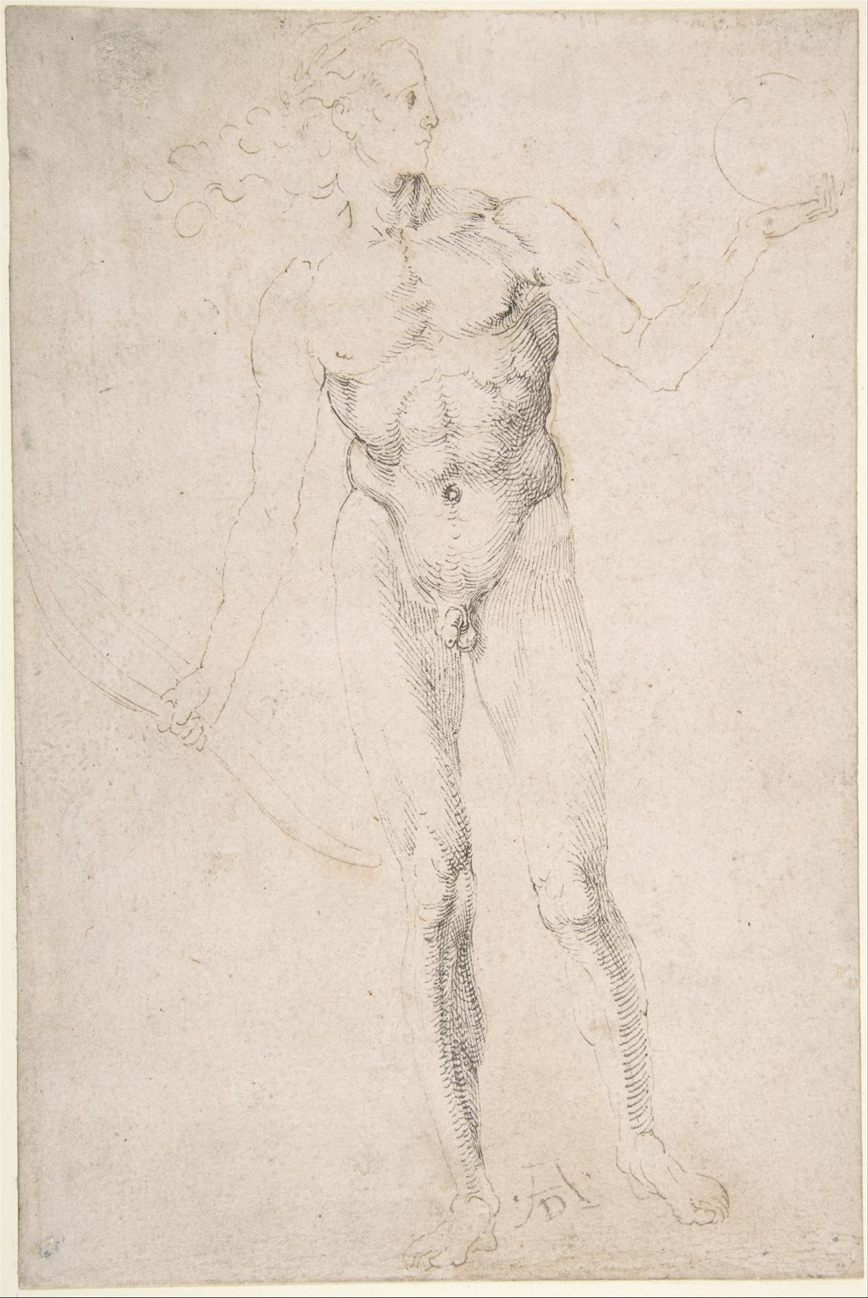 Albrecht Dürer — Stehender männlicher Akt mit Bogen („Poynter-Apollo“)