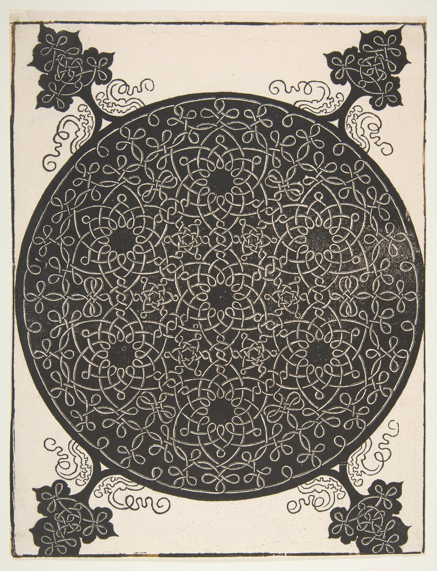 Albrecht Dürer — Der fünfte Knoten. Verschlungenes Rundmedaillon mit sieben sechszackigen Sternen