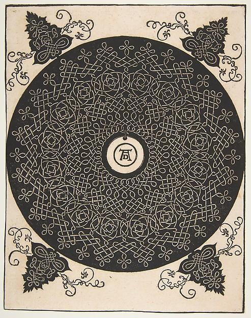 Albrecht Dürer — Der vierte Knoten, verschlungenes Rundornament mit rundem Medaillon in der Mitte