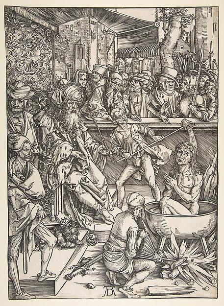Albrecht Dürer — Das Martyrium des heiligen Johannes, aus "Die Apokalypse"