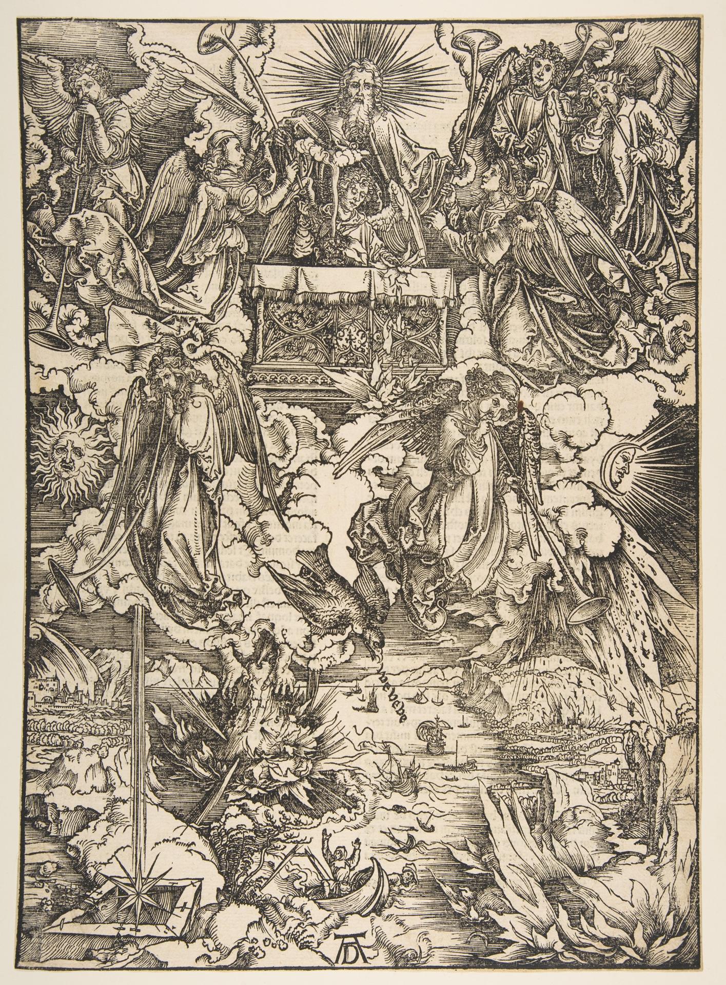 Albrecht Dürer — Die sieben Engel mit den Posaunen, aus der Apokalypse, lateinische Ausgabe
