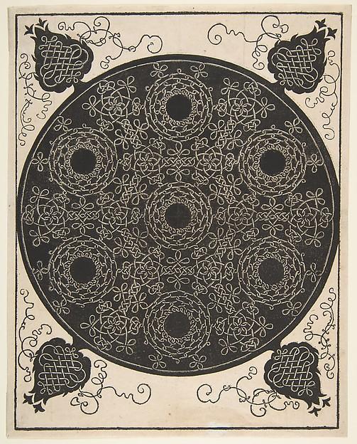 Albrecht Dürer — Der sechste Knoten. Verschlungenes Rundmedaillon mit sieben Kränzen