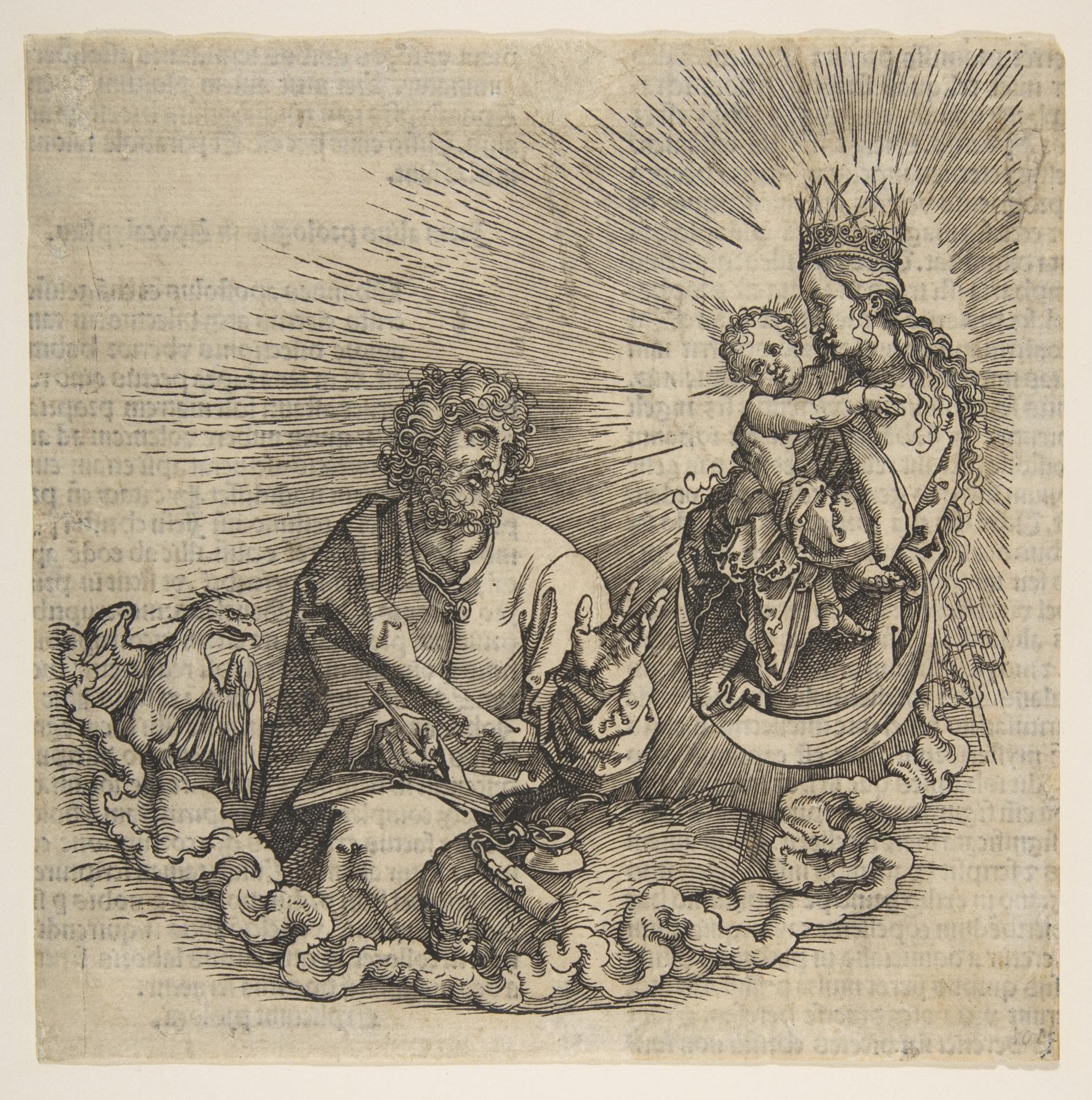 Albrecht Dürer — Die Jungfrau erscheint dem heiligen Johannes, Frontispiz zur „Apokalypse“