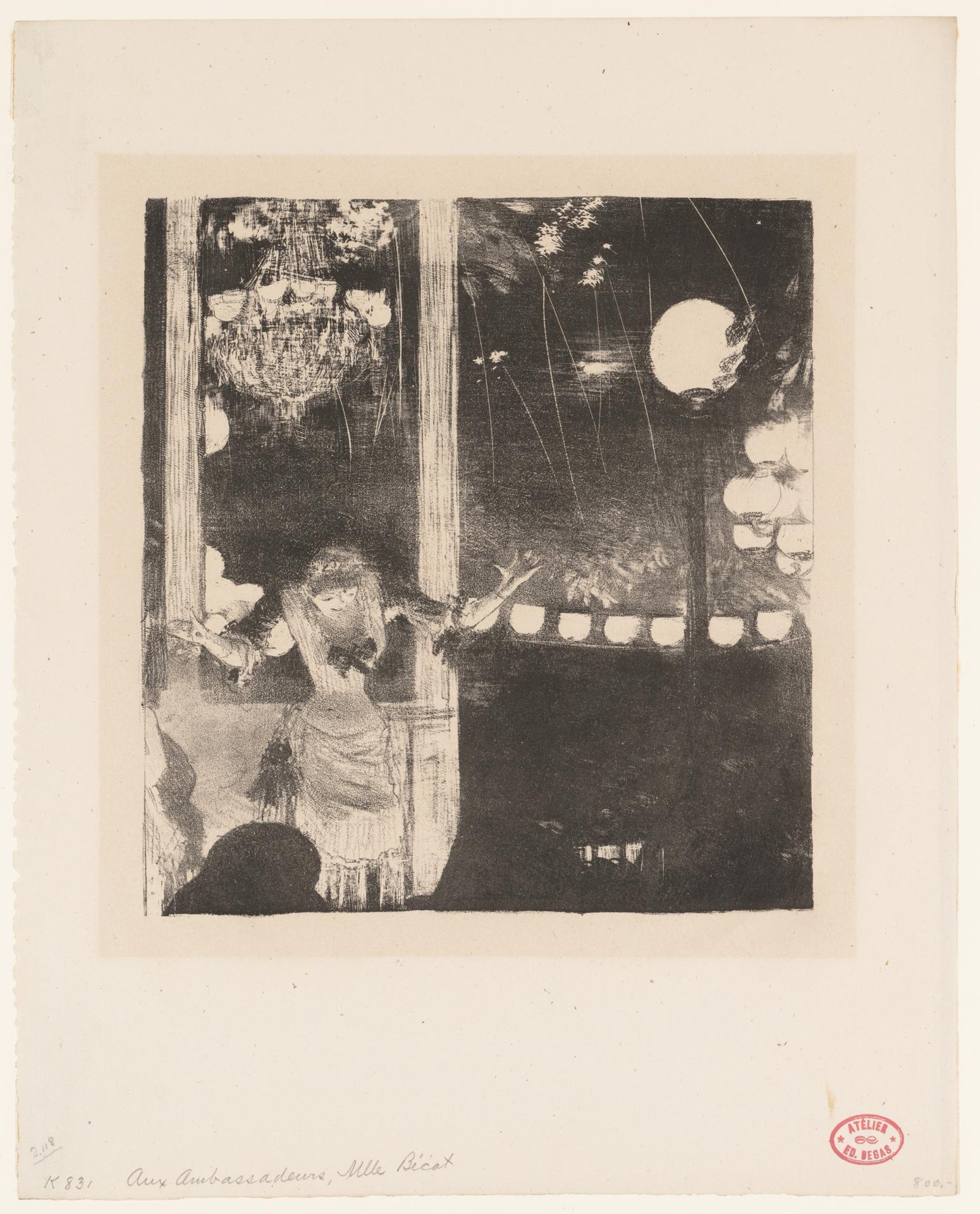 Edgar Degas — Mademoiselle Bécat im Café des Ambassadeurs, Paris