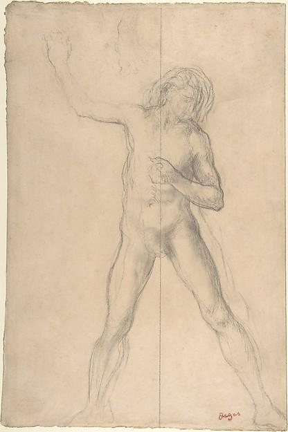 Edgar Degas — Stehender nackter Jüngling mit erhobenem rechten Arm