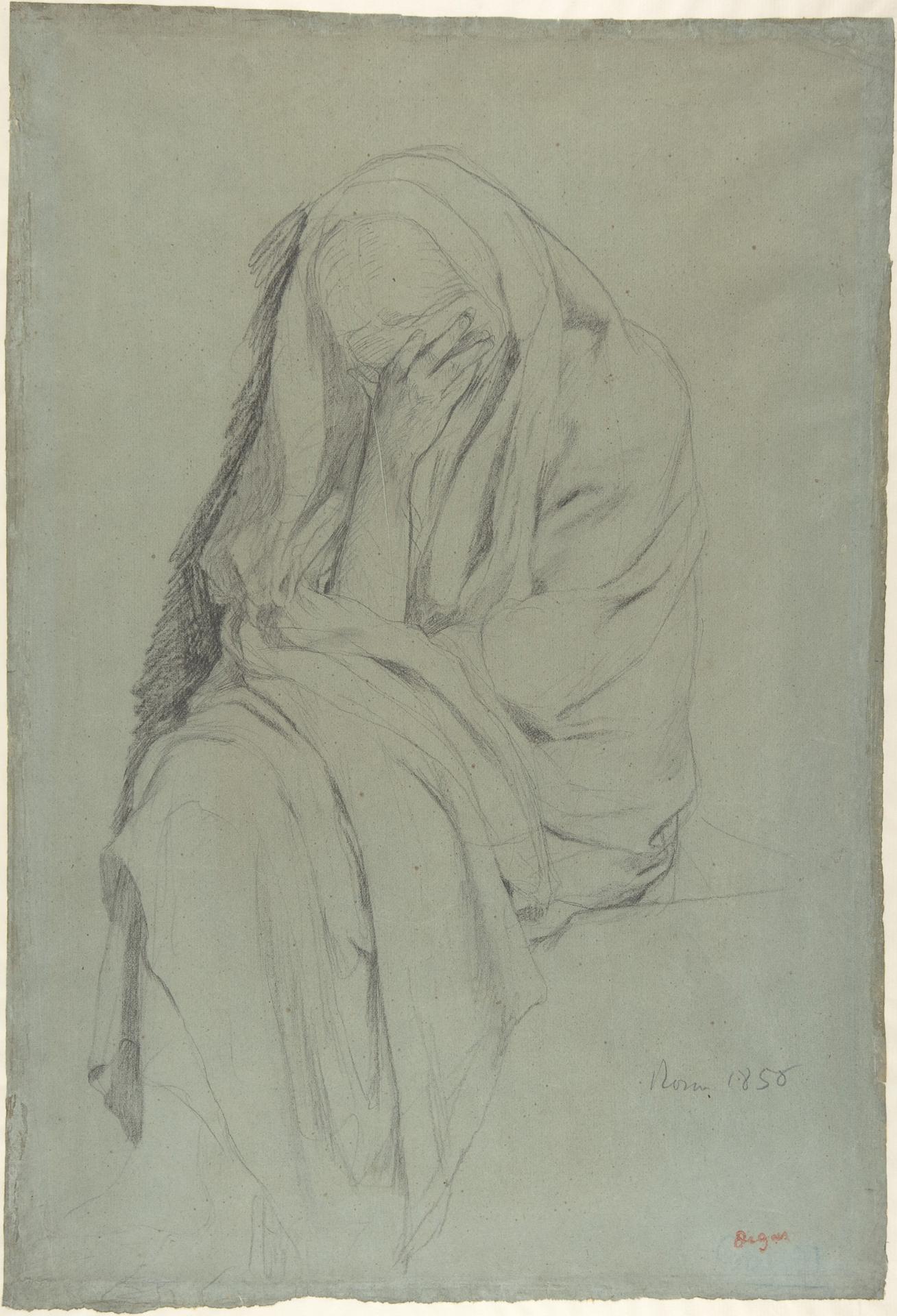 Edgar Degas — Studie für Vieille Italienne (Vorderseite); Gewandstudie (Rückseite)