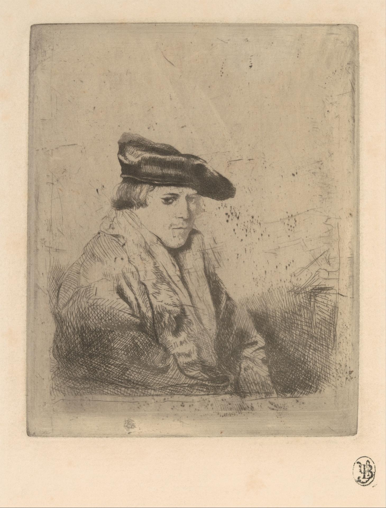 Edgar Degas — Junger Mann, sitzend, mit Samtbaskenmütze, nach Rembrandt