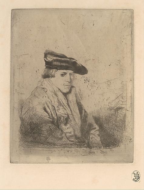 Edgar Degas — Junger Mann, sitzend, mit Samtbaskenmütze, nach Rembrandt
