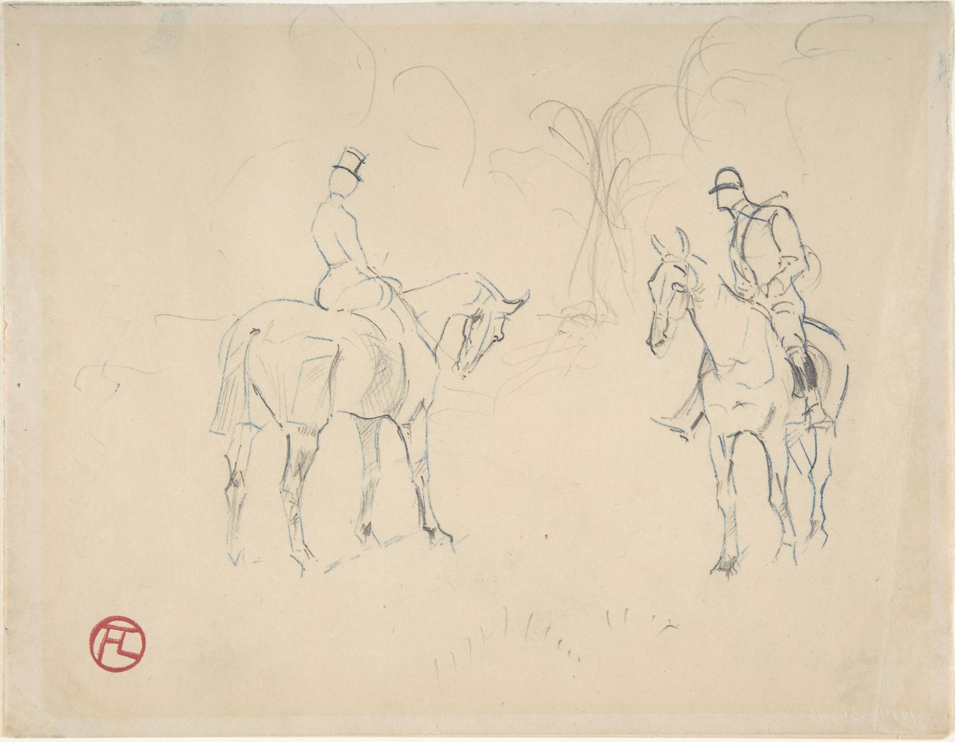 Henri de Toulouse-Lautrec — Eine Frau und ein Mann zu Pferd