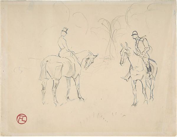 Henri de Toulouse-Lautrec — Eine Frau und ein Mann zu Pferd