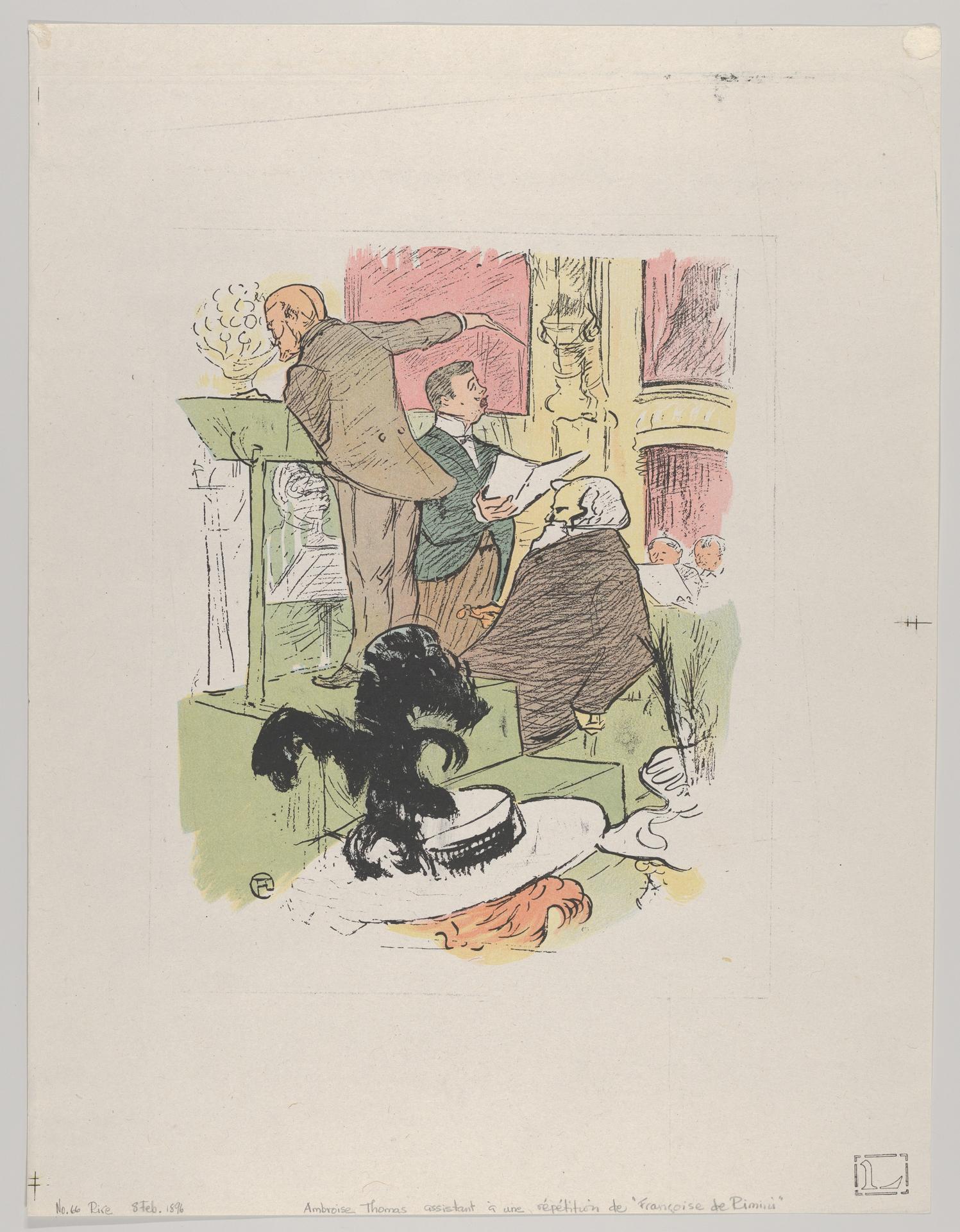 Henri de Toulouse-Lautrec — Ambroise Thomas bei einer Probe von Françoise de Rimini, aus Le Rire, Nr. 66, 8. Februar 1896