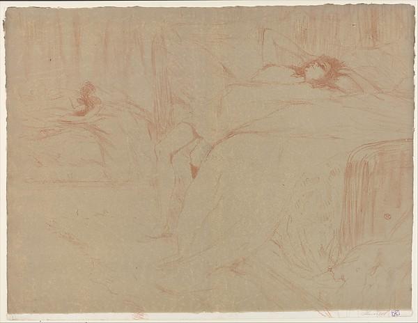 Henri de Toulouse-Lautrec — Auf dem Bett zusammengesunken, aus der Serie "Elles"