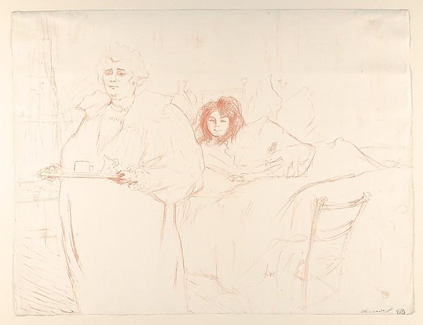 Henri de Toulouse-Lautrec — Frühstück servieren (Madame Baron und Mademoiselle Popo), aus der Serie "Elles"